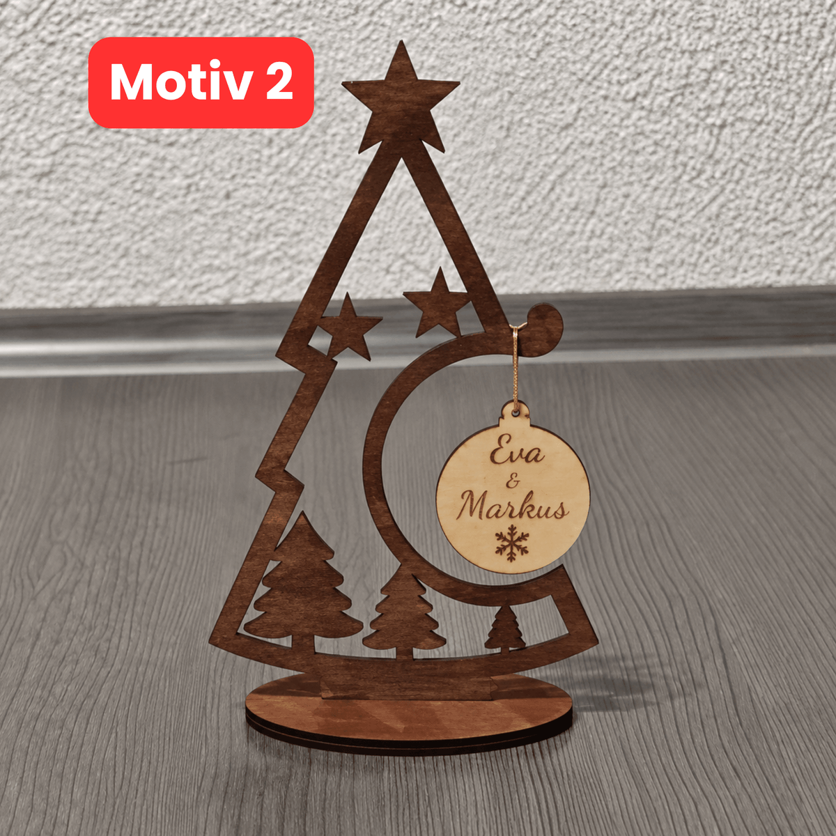 Personalisierter Weihnachtsbaum aus Holz mit Wunschgravur - Gravurliebe