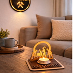 Teelichthalter Bergleute aus Holz – Ruhrpott Deko mit Name – Geschenk für Malocher & Bergbau-Fans