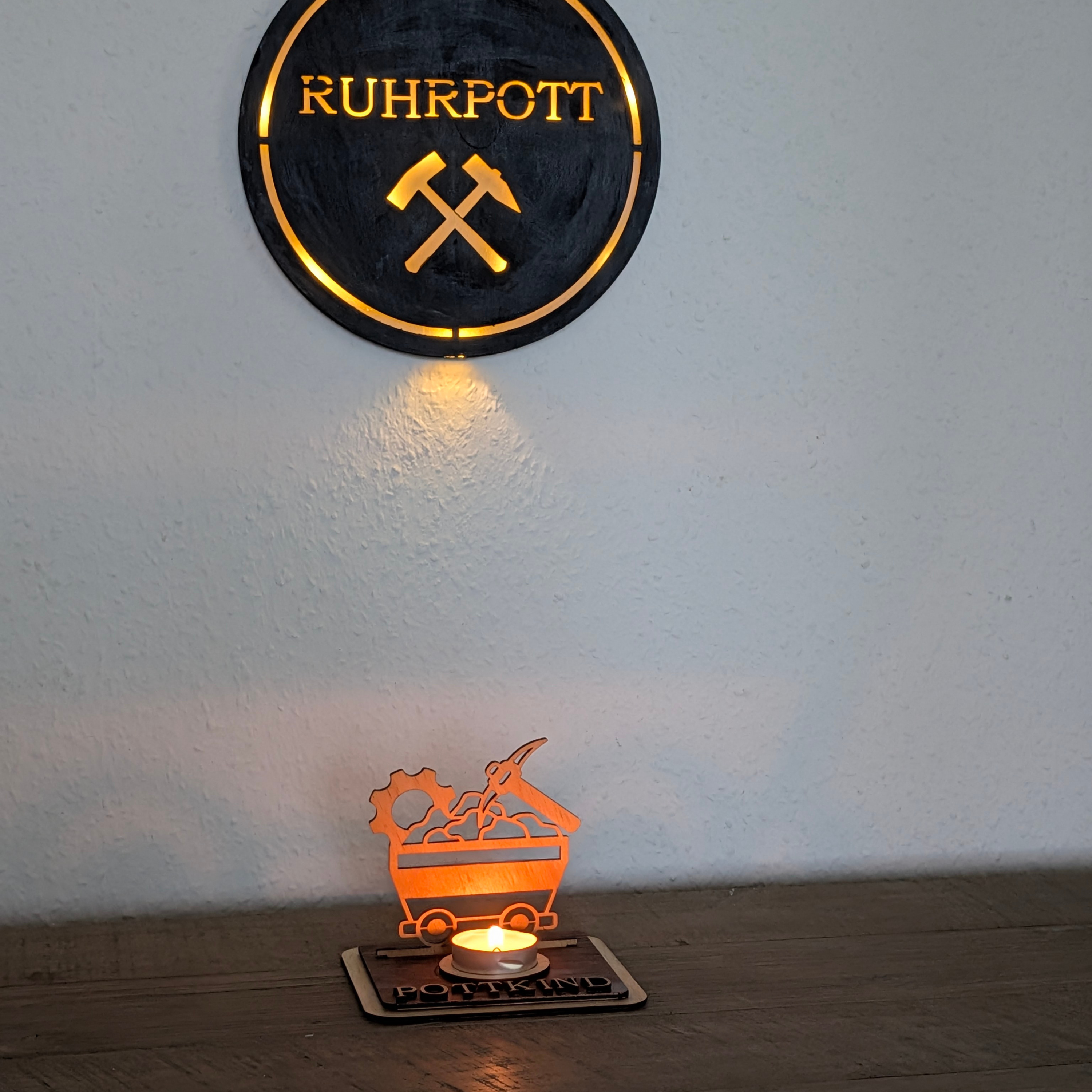 Personalisierter Teelichthalter Bergbau Lore aus Holz – Ruhrpott Geschenk für Kumpel & Malocher - Gravurliebe