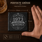 Personalisierte Whisky Untersetzer aus Schiefer mit verschiedenen Jahreszahlen im Vintage Design