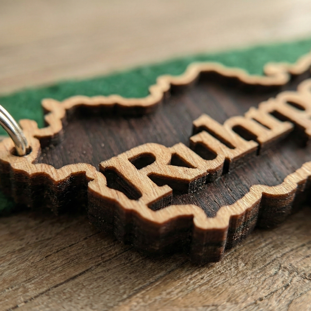 Personalisierter Ruhrpott Schlüsselanhänger mit Wunsch-Stadt – Holz Geschenk & 3er/5er Set