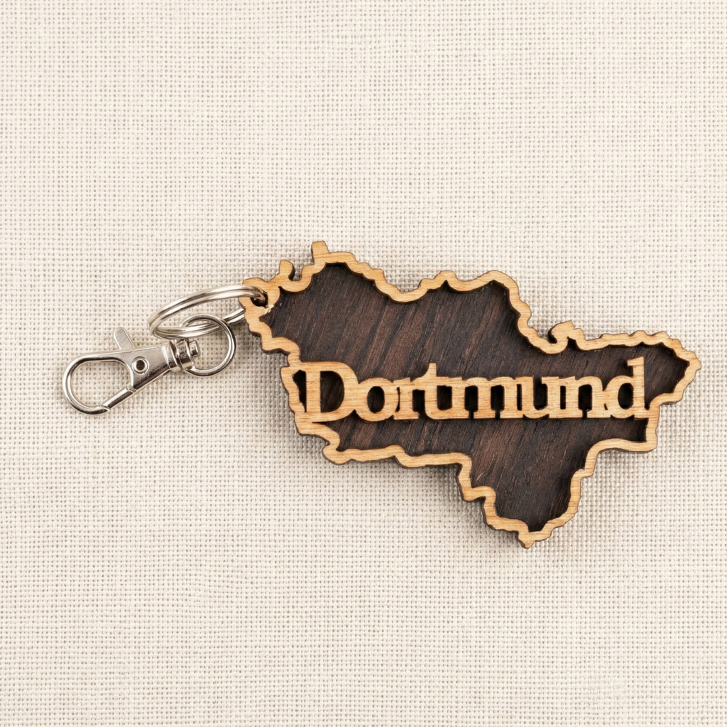 Personalisierter Ruhrpott Schlüsselanhänger mit Wunsch-Stadt – Holz Geschenk & 3er/5er Set