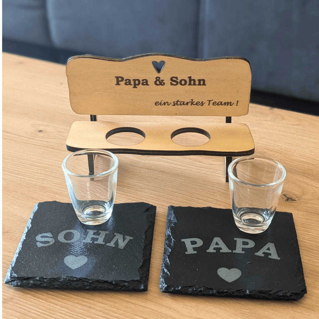Schnapsbank Papa & Sohn personalisiert – Geschenk für Vater & Sohn mit Gravur - Gravurliebe