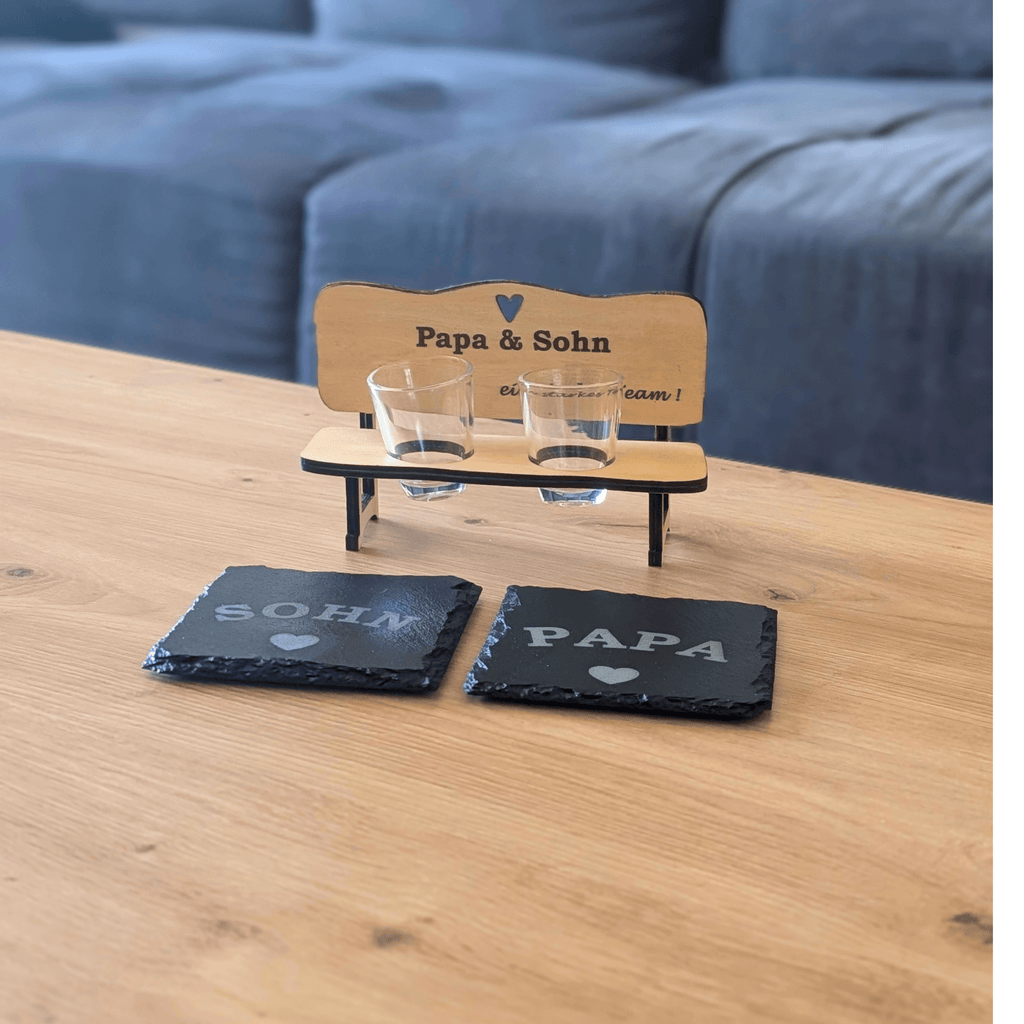 Schnapsbank Papa & Sohn personalisiert – Geschenk für Vater & Sohn mit Gravur - Gravurliebe