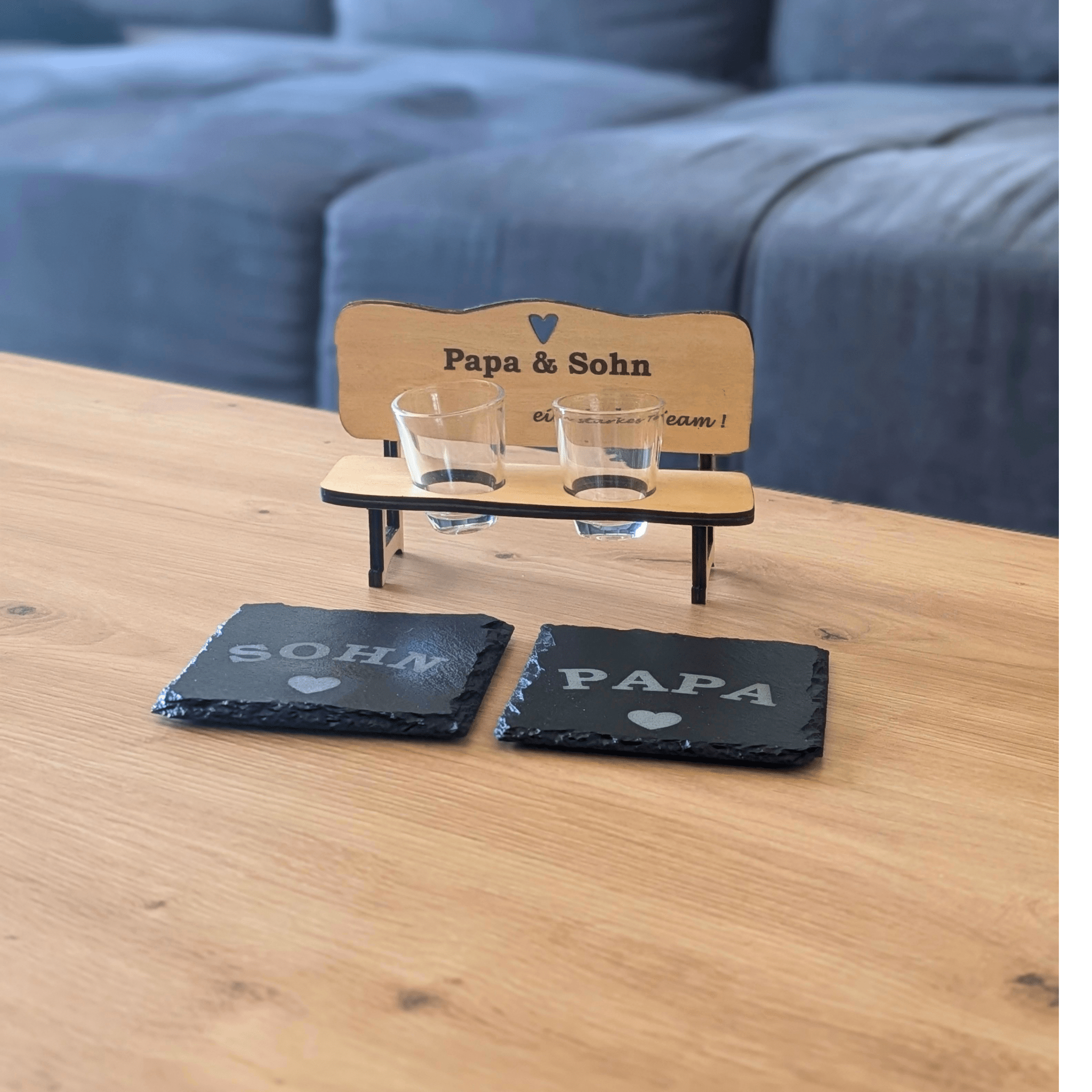 Schnapsbank Papa & Sohn personalisiert – Geschenk für Vater & Sohn mit Gravur - Gravurliebe