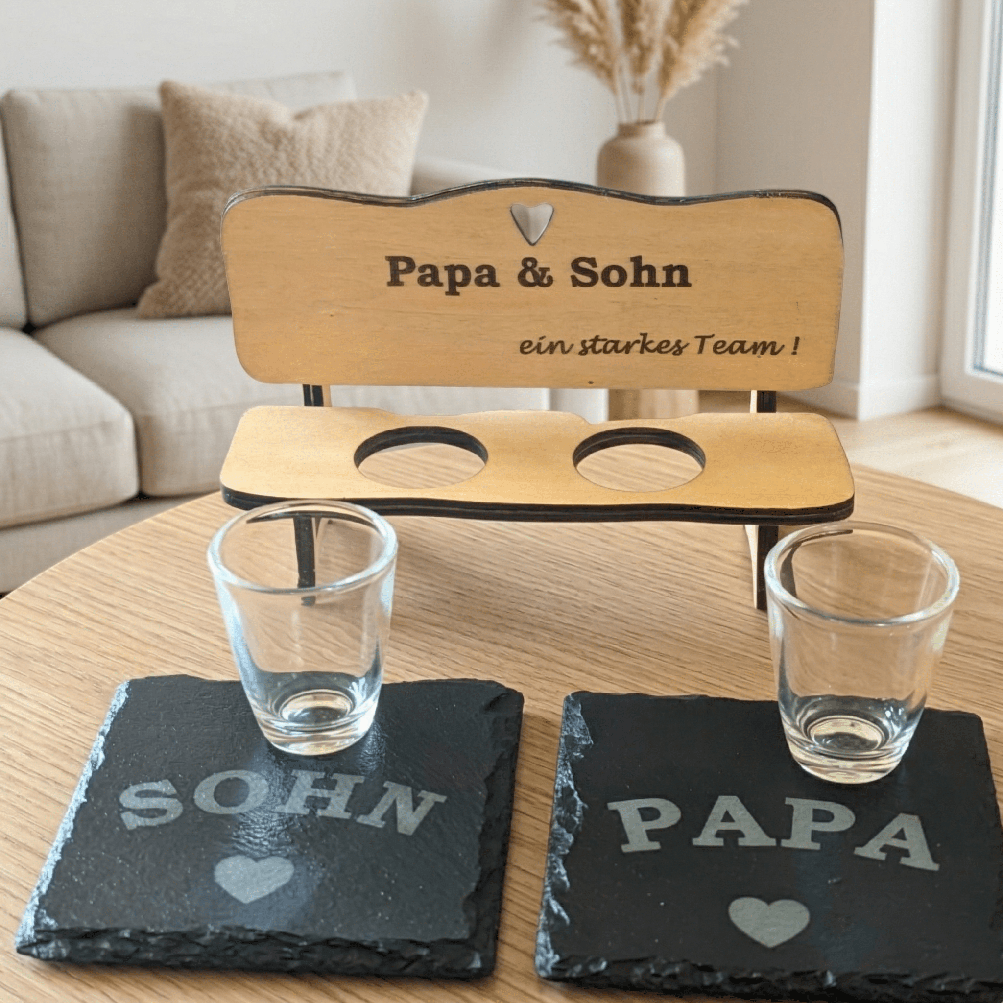 Schnapsbank Papa & Sohn personalisiert – Geschenk für Vater & Sohn mit Gravur - Gravurliebe