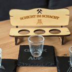 Schnapsbank Geschenk Männer – „Schicht im Schacht“ Ruhrpott mit Gläsern & Untersetzern - Gravurliebe