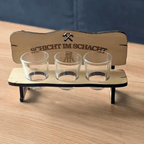 Schnapsbank Geschenk Männer – „Schicht im Schacht“ Ruhrpott mit Gläsern & Untersetzern - Gravurliebe