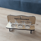 Schnapsbank „Papa’s Stammtisch“ – personalisiertes Geschenk mit 3 Gläsern & Untersetzern - Gravurliebe