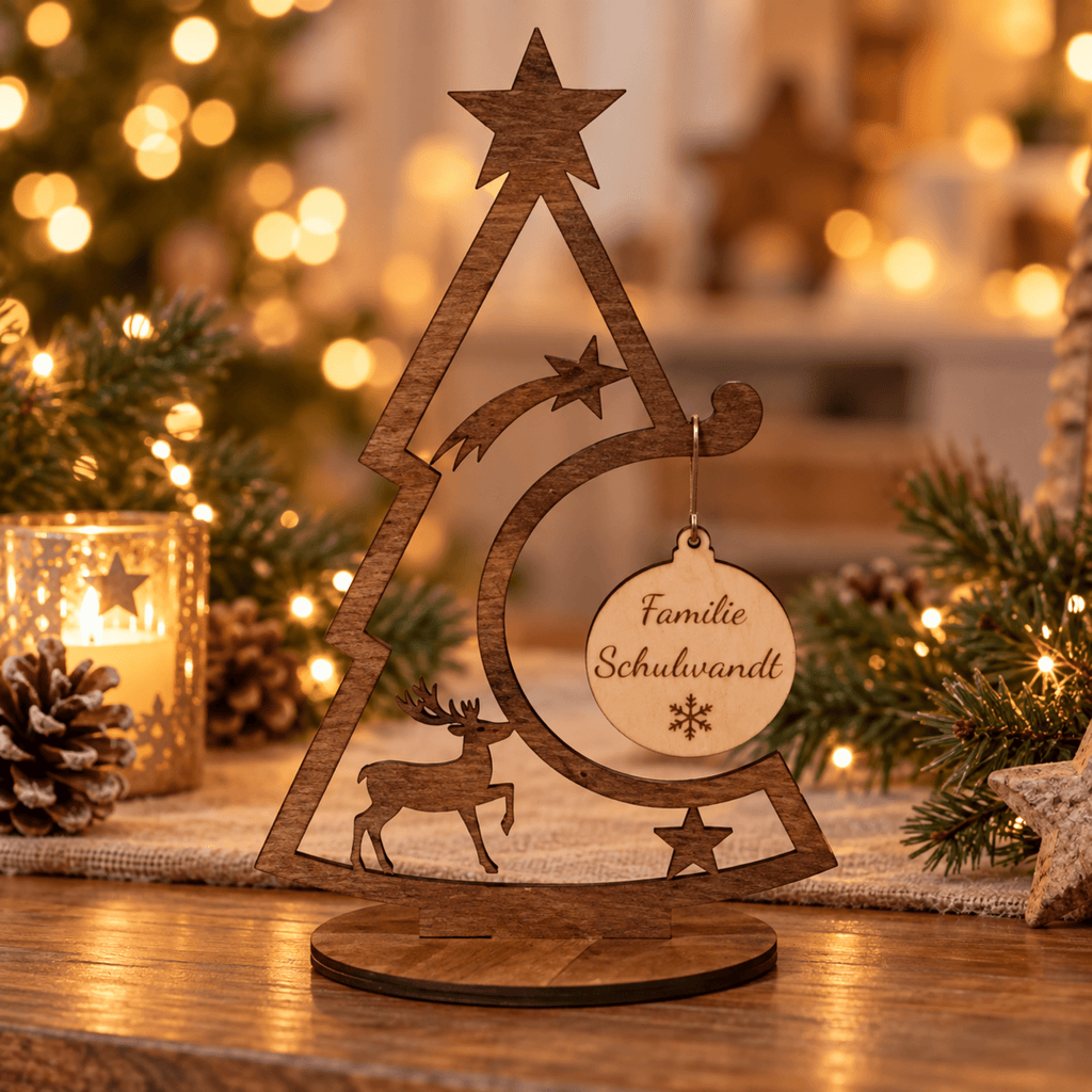 Personalisierter Weihnachtsbaum aus Holz mit Wunschgravur - Gravurliebe