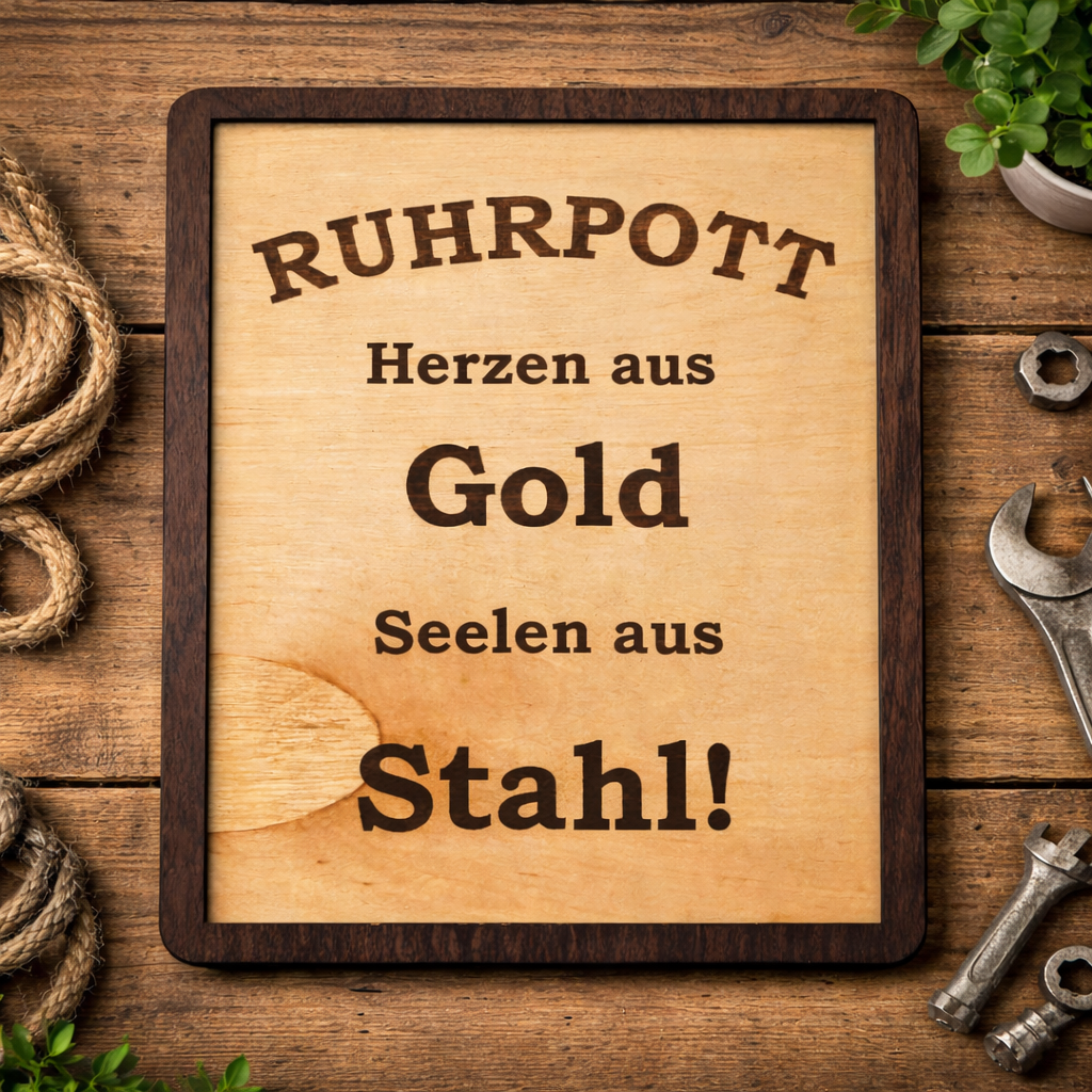 Ruhrpott Wandbild Holz – Bergbau Deko – Geschenk für Kumpel – Malocher Spruch