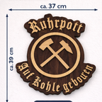 Ruhrpott LED Wandbild aus Holz – indirekt beleuchtet mit Timer | „Ruhrpott – Auf Kohle geboren“