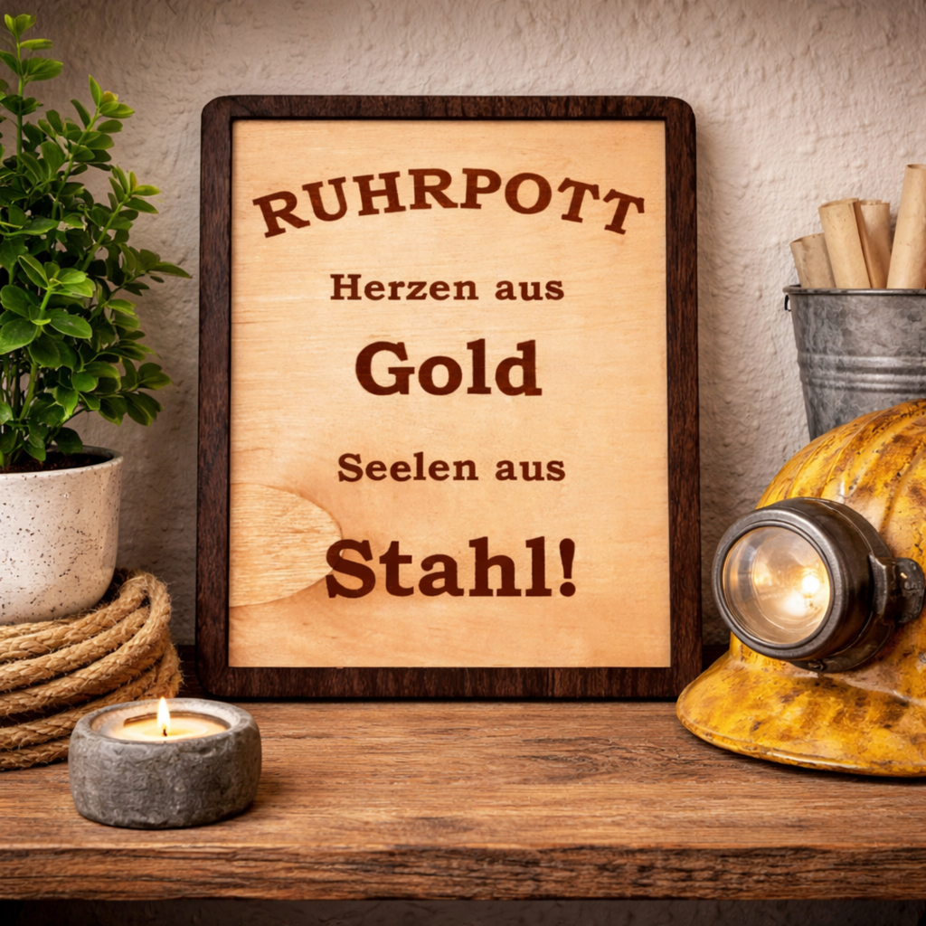 Ruhrpott Wandbild Holz – Bergbau Deko – Geschenk für Kumpel – Malocher Spruch