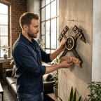 Ruhrpott Wanduhr aus Holz – Bergbau Design mit Schlägel & Eisen „Glück Auf“ - Gravurliebe