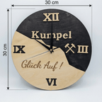Ruhrpott Wanduhr aus Holz – Geschenk für Papa & Männer mit Bergbau Design - Gravurliebe