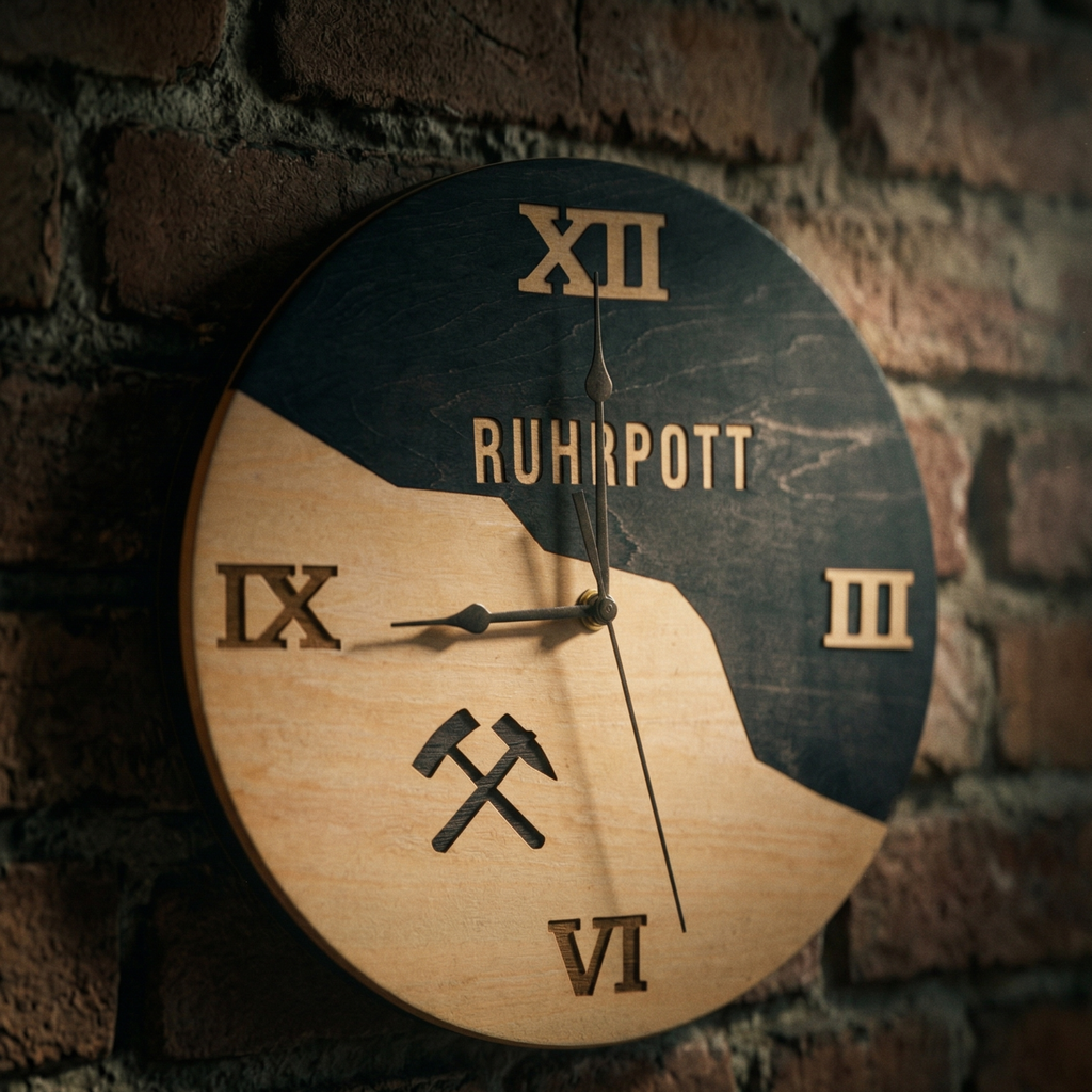 Ruhrpott Wanduhr aus Holz – Schlägel & Eisen – Geschenk für Männer