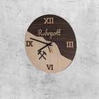 Ruhrpott Wanduhr aus Holz – Bergbau Design mit Schlägel & Eisen – Industrial Deko