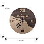Ruhrpott Wanduhr aus Holz – Bergbau Design mit Schlägel & Eisen – Industrial Deko