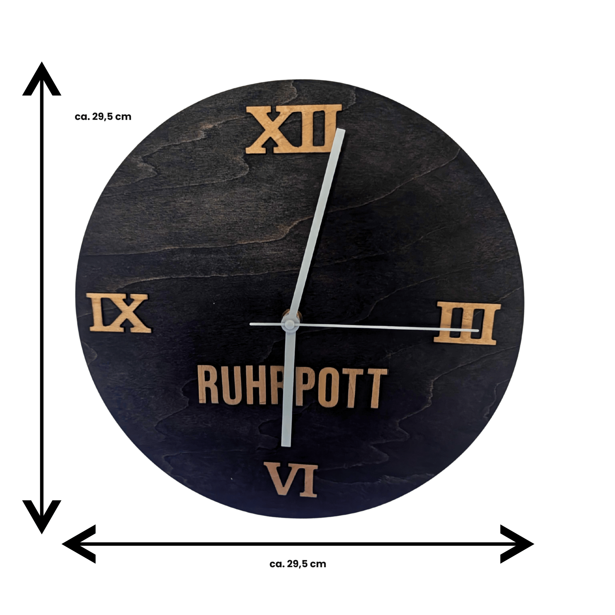 Ruhrpott Wanduhr aus Holz schwarz – Geschenk für Papa & Männer mit Charakter - Gravurliebe
