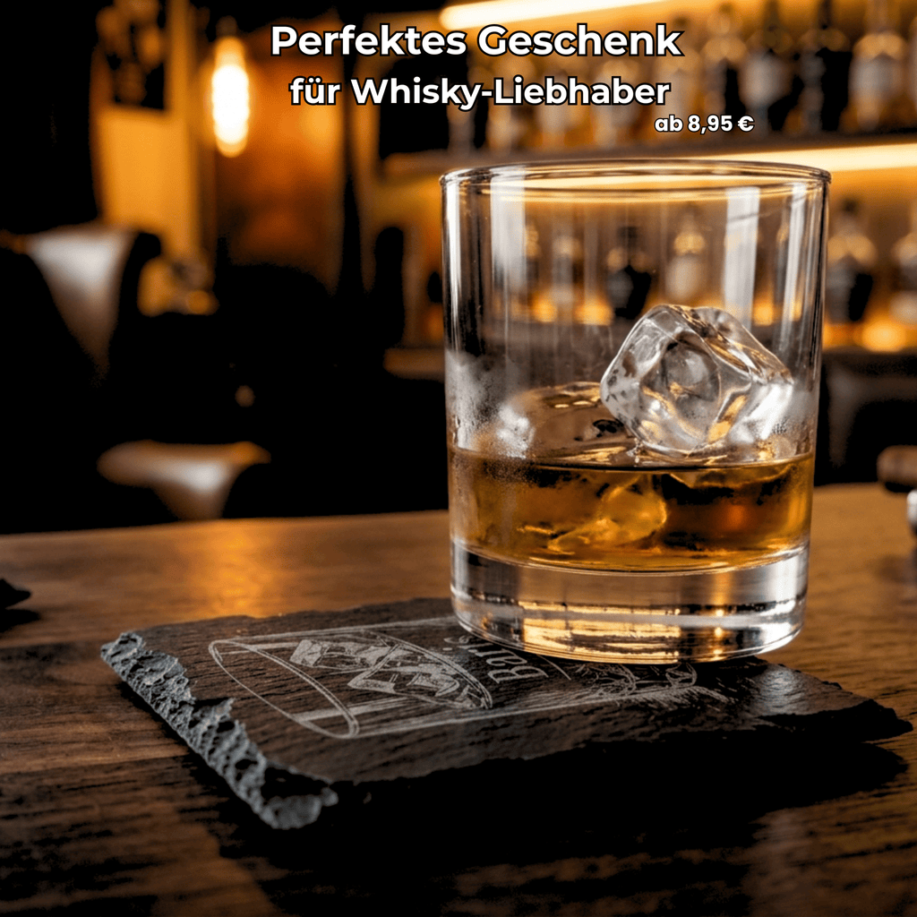Personalisierter Schiefer Untersetzer Whisky – mit deinem Namen graviert - Gravurliebe