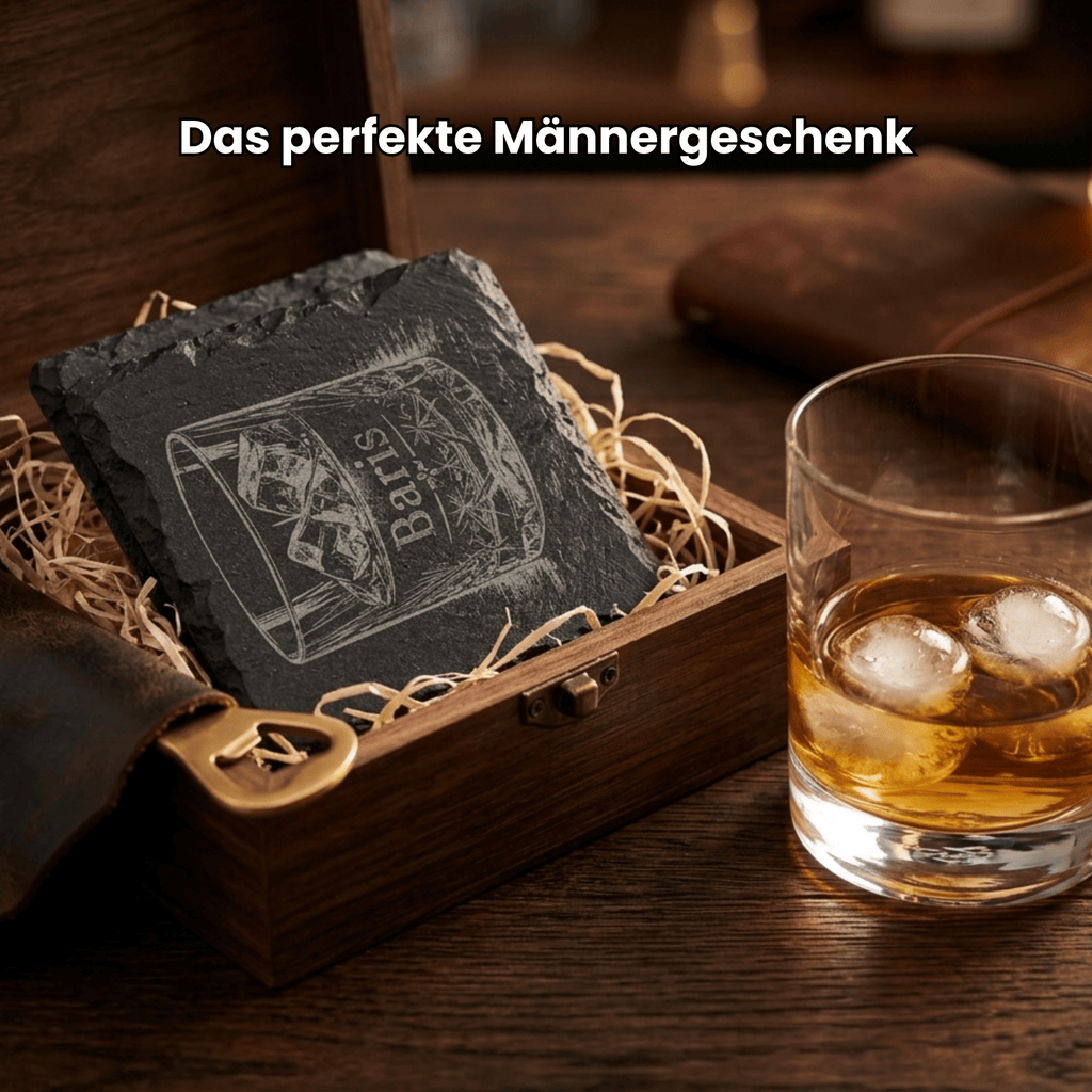 Personalisierter Schiefer Untersetzer Whisky – mit deinem Namen graviert - Gravurliebe