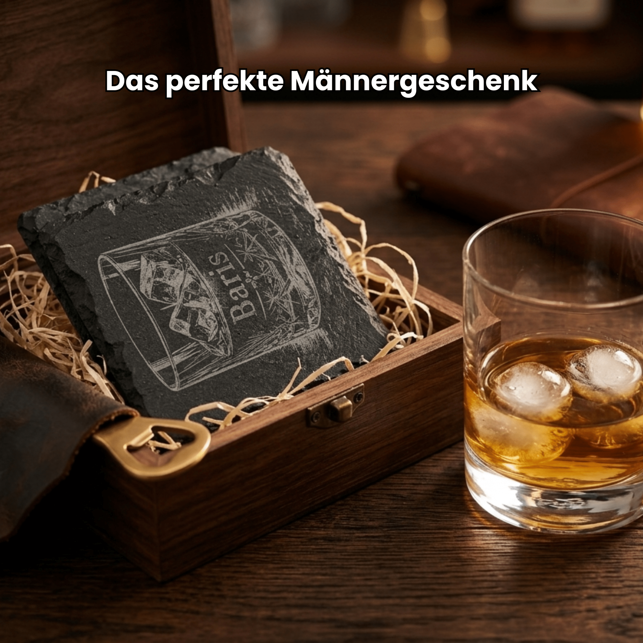 Personalisierter Schiefer Untersetzer Whisky – mit deinem Namen graviert - Gravurliebe