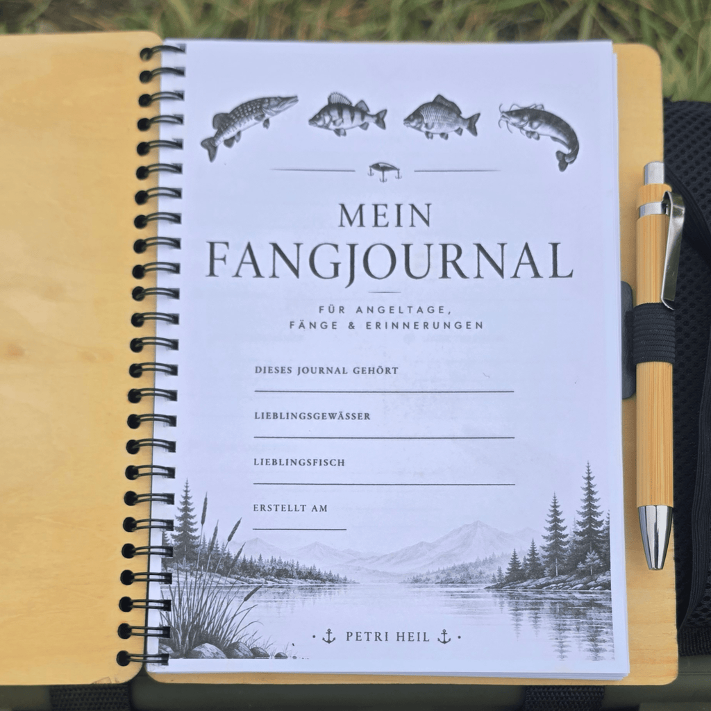 Personalisiertes Fangbuch aus Holz – Premium Angeltagebuch mit Wunschname - Gravurliebe