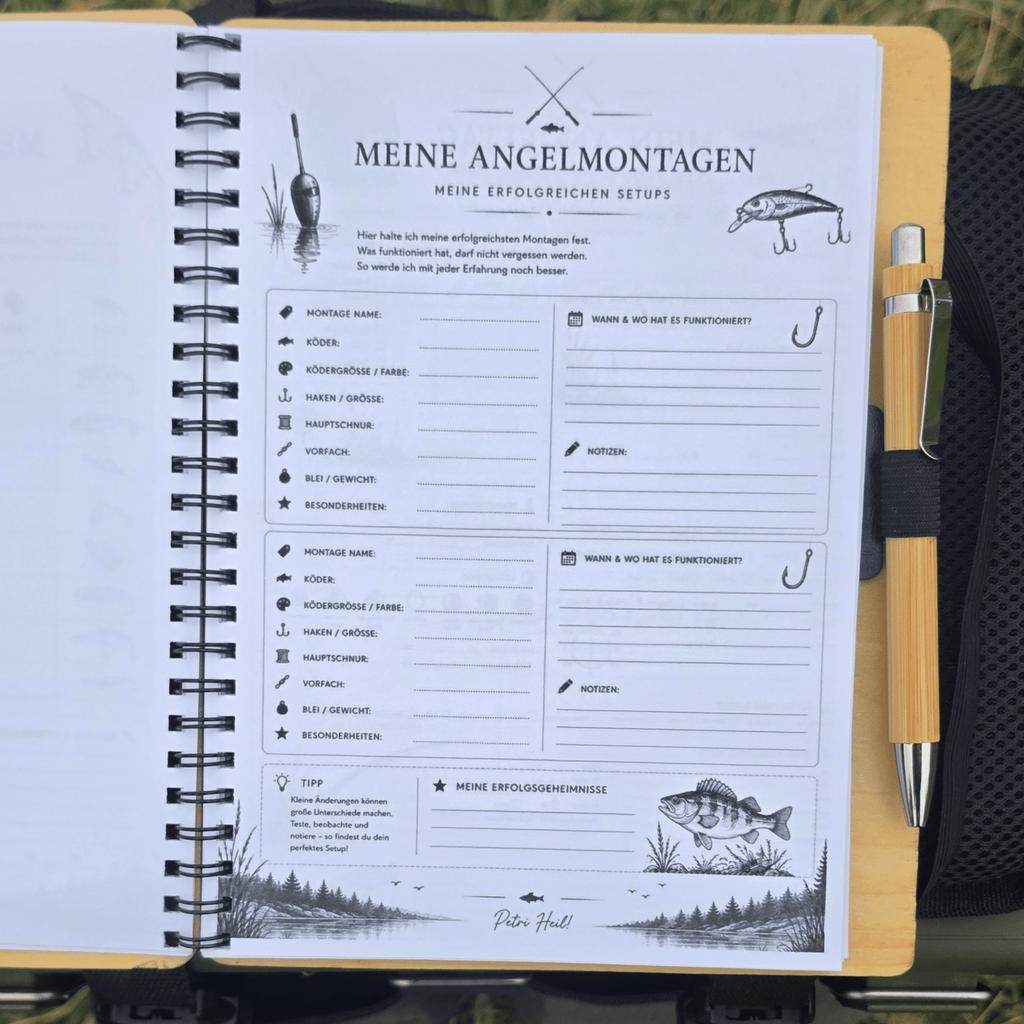 Personalisiertes Fangbuch aus Holz – Premium Angeltagebuch mit Wunschname - Gravurliebe