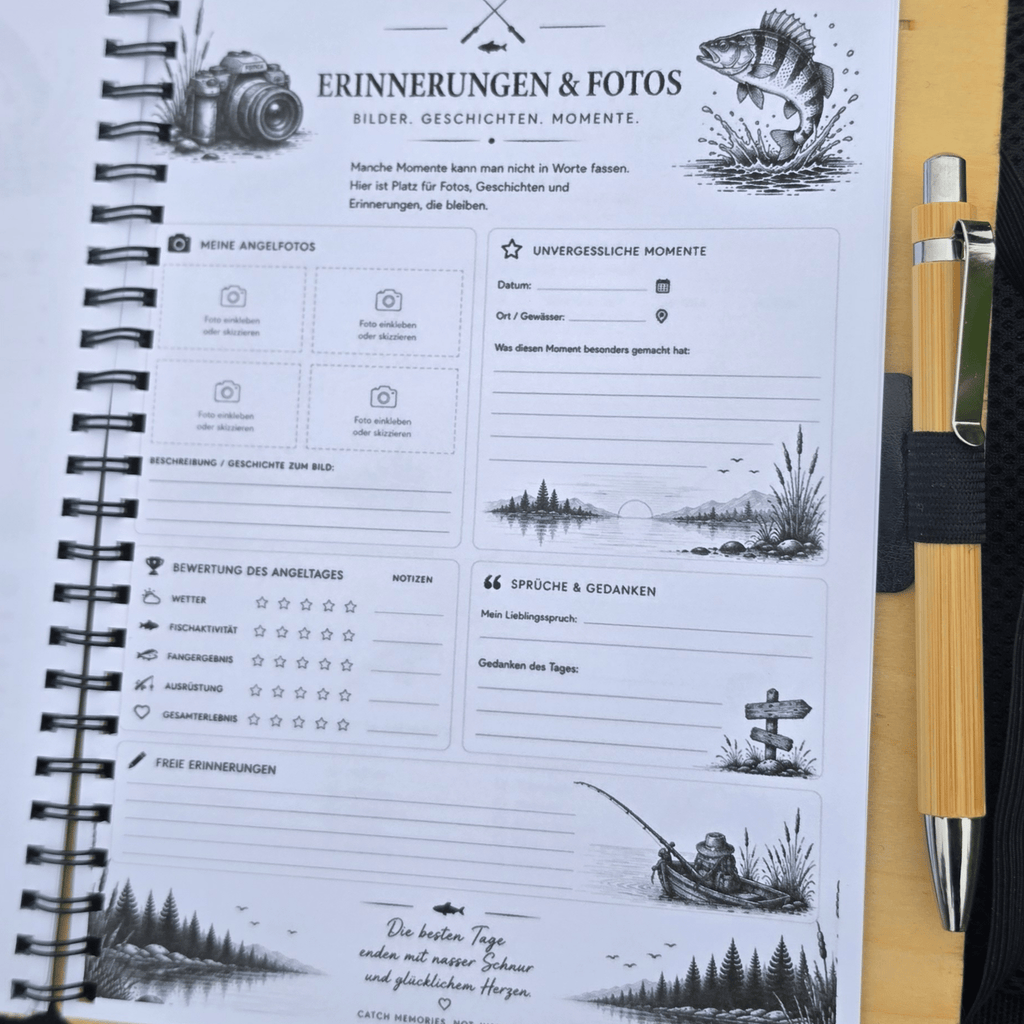 Personalisiertes Fangbuch aus Holz – Premium Angeltagebuch mit Wunschname - Gravurliebe