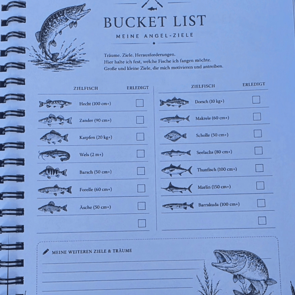 Personalisiertes Fangbuch aus Holz – Premium Angeltagebuch mit Wunschname & Motivauswahl (Hecht / Angler) – Geschenk für Angler - Gravurliebe