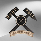 Holz Wanduhr im Ruhrpott Stil mit Schlägel und Eisen sowie Schriftzug Glück Auf, handgefertigte Bergbau Deko für Männer