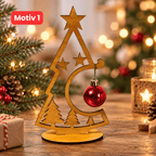 Weihnachtsbaum aus Holz mit Weihnachtskugel – 4 Motive - Gravurliebe